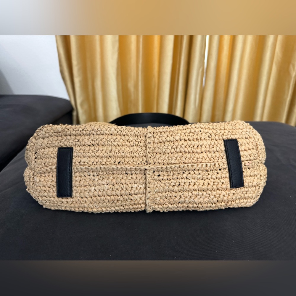 Strathberry Lana hobo raffia black bag leather straps handmade in Spain - Picture 9 of 12